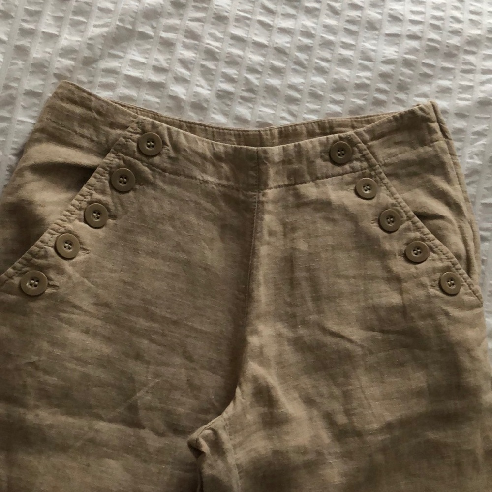 Wide Leg Beige Linen Sailor Pants POP